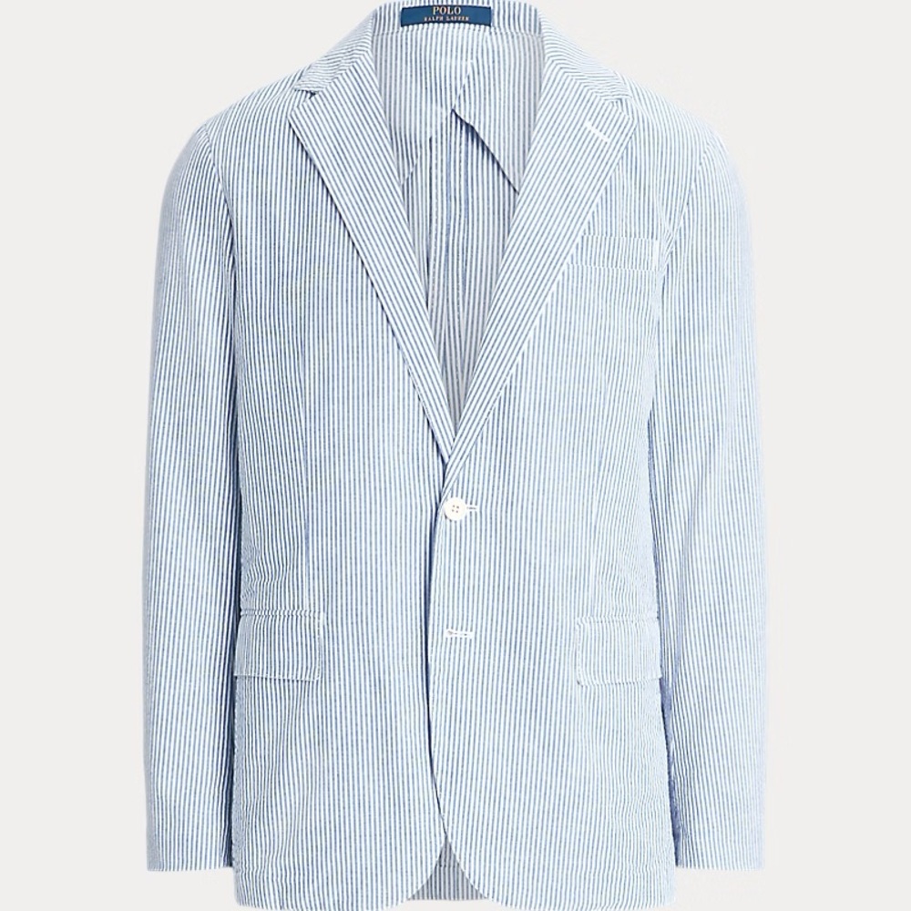SEERSUCKER Lauren by Ralph Lauren vintage Blazer in classic blue and white 40S